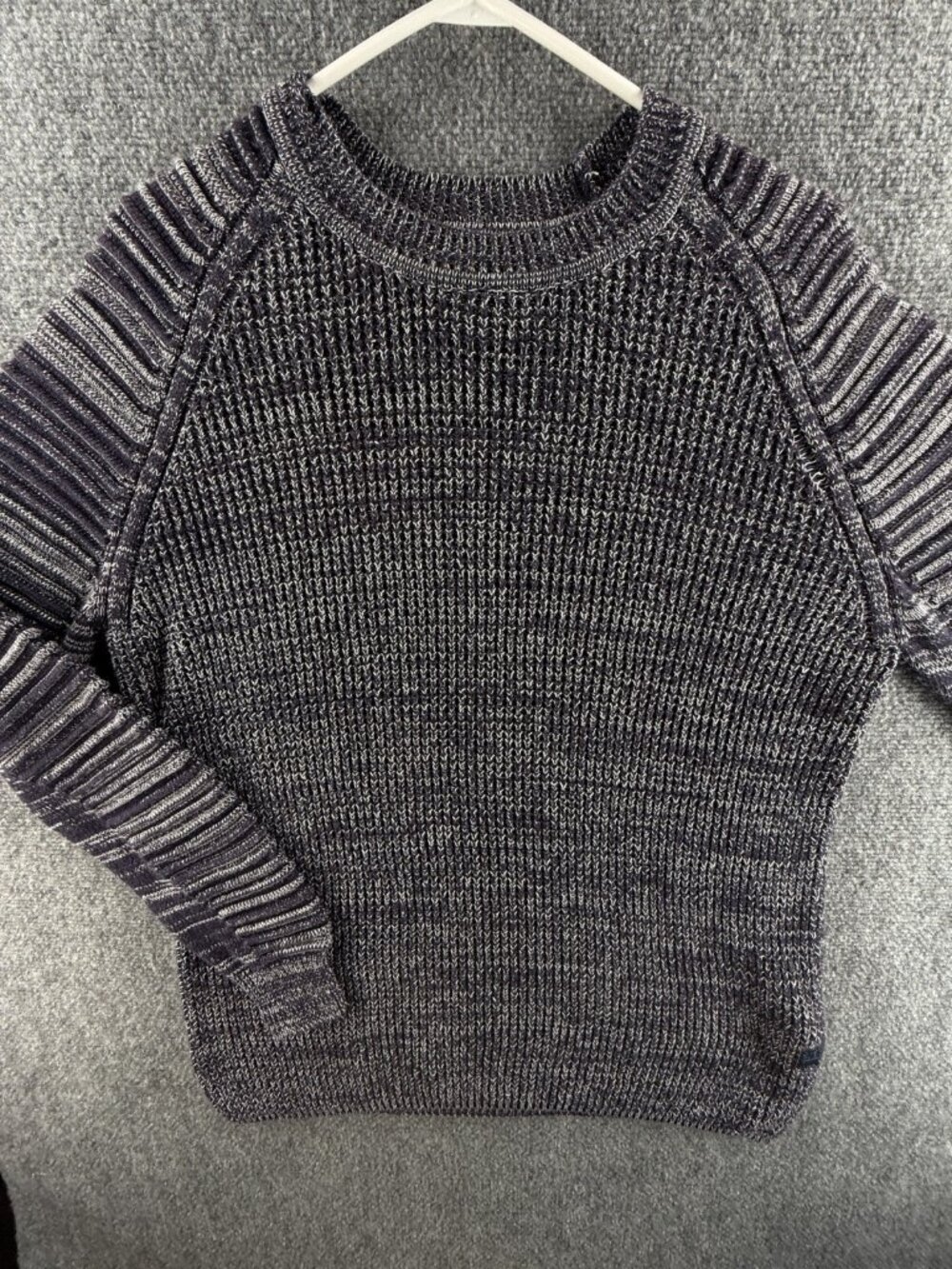 G Star Raw Sweater Men Medium Heathered Long Sleeve Ribbed Knit Blue Gray Adult